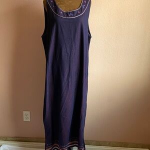 SHAVER LAKE Embroidered Sleeveless Blue Dress